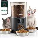 Vacqueen Automatic Cat Feeder for 3 Cats, 6L/25 Cups Smart WiFi Pet Feeder, Strong Anti-Jam System, Dual-Effect Desiccant Cat Food Dispenser, with 10S Voice Recorder for Cats and Small Dog(Black)