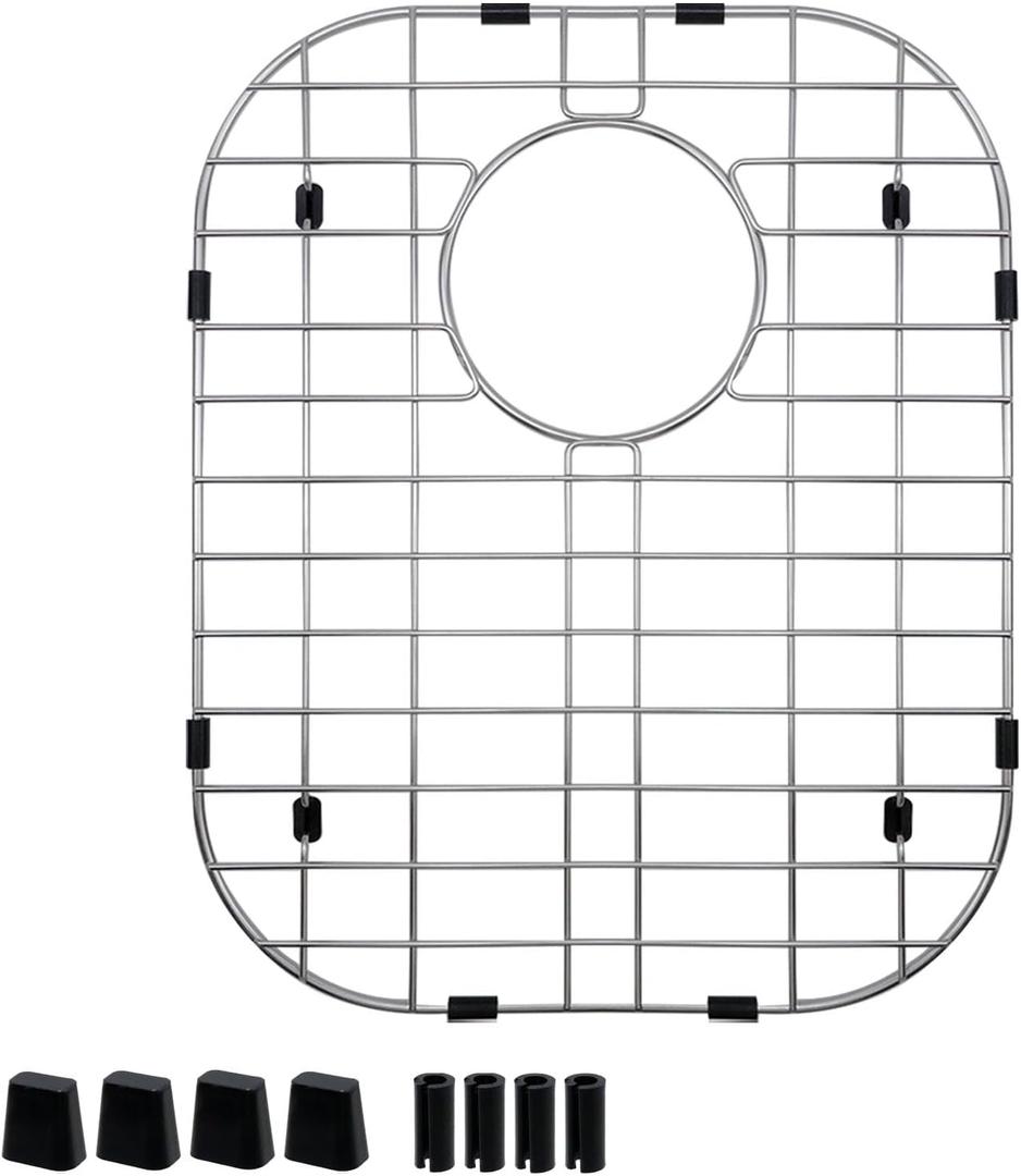 16"13" Sink Protector Stainless Steel Sink Bottom Grid for Kitchen | Heavy Duty Kitchen Grid Sinks Bottom Protector Center Drain Hole Metal Sink-Grates Sink-Rack for Kitchen (1 Pack, 16"13")