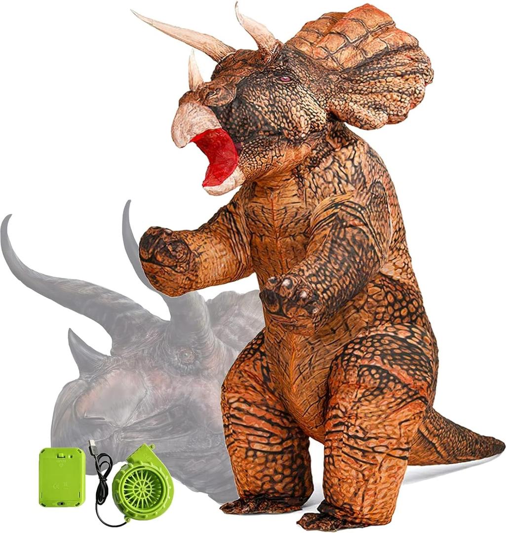 Triceratops Costumes for Adults,Dinosaur Costume Adult,Inflatable Dinosaur Costume Adult (Brown)