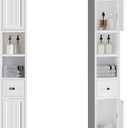 ChooChoo Narrow Bathroom Storage Cabinet with Adjustable Shelves, Tall Storage Cabinet with 2 Doors and 1 Drawer, Freestanding Cupboard for Small Spaces, White