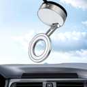 CloudValley Magnetic Car Phone Holder - Vacuum Suction Cup Phone Mount 360 Adjustable, Durable Metal Stand for iPhone & Android, Portable Magnetic Holder for Dashboard/Windshield/Gym Mirror (Silver)