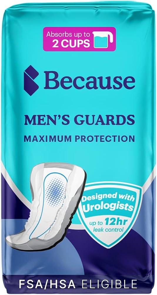 Because Premium Guards for Men - 20 Count Pack of Discreet, Individually Wrapped Bladder Protection Protectors
Brand: Because