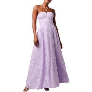 Lulus Sedona Lace Back Burnout Maxi Dress Halter Neck Floral Chiffon Gown for Cocktail Evening Prom (X-Small, Lavender)