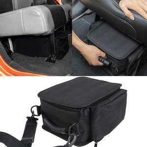YOCTM Under Seat Organizer for 2007-2025 Jeep Wrangler JK JL JLU 4XE Sports Rubicon Gladiator JT Backseat Rear Under Seat Storage Bags Black Portable Storage Tool Kits Pocket