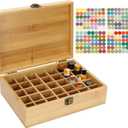 Pure Vie Essential Oil Bamboo Storage Box Travel Display Presentation, Holds 35 Bottles for 5, 10, 15ml - Aromatherapy Organizer Nail Polish Fragrance Container #1 - Keep Your Oils Safe & Space Saver