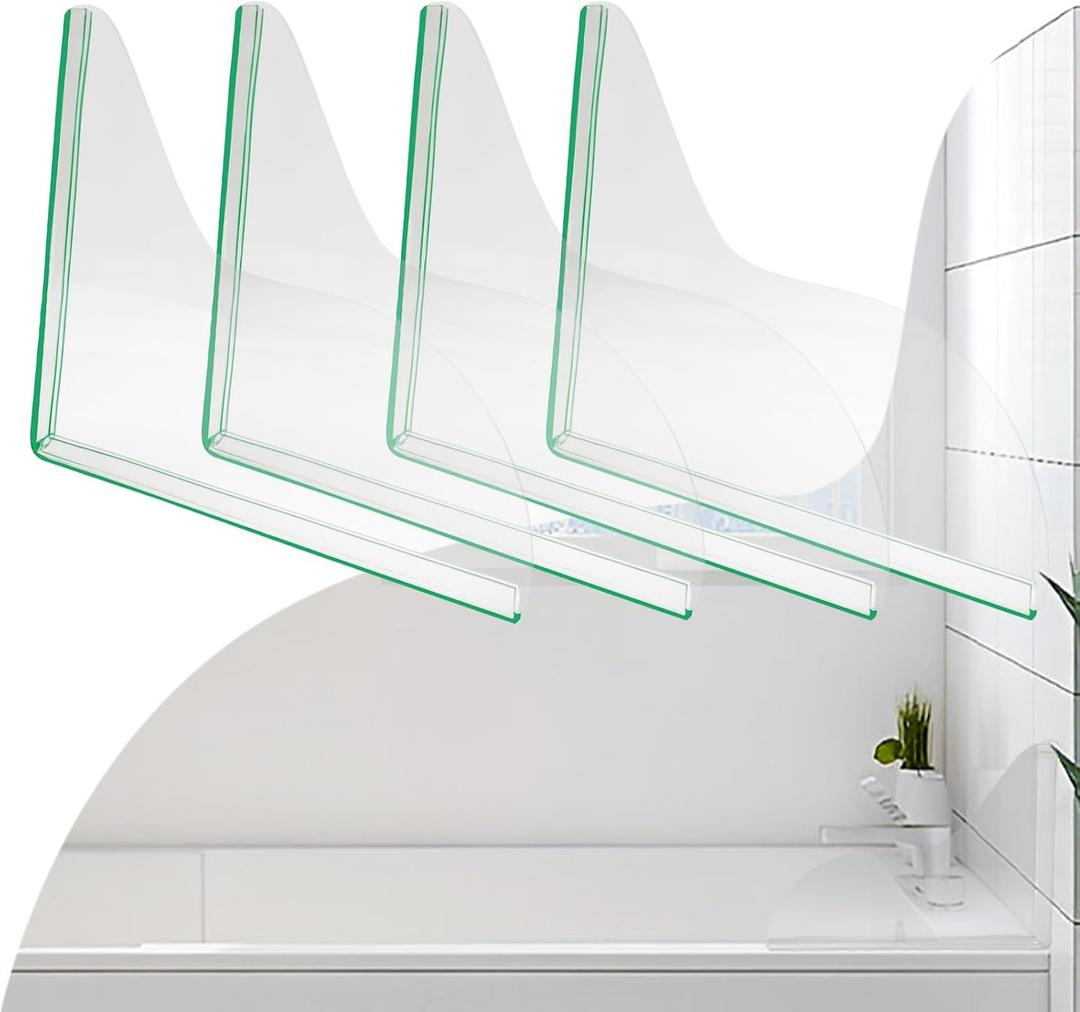 4 PCS Splash Guard for Bathtub 7.8" x 7.2" Self Adhesive Shower Splash Guard Acrylic Shower Corner Water Guard Clear Shower Guards to Keep Water in Shower