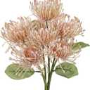 Briful 6PCS Chrysanthemum Artificial Flowers 4'' Fake Spider Mums Spring Flowers Large Faux Pincushion Flowers for Home Vase Table Centerpiece Wedding Bouquet (Pink)