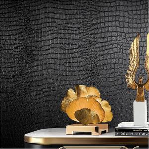 Black Peel and Stick Wallpaper, 23.6" X 197", Embossed Crocodile Wallpaper, Easy Peel Off, Self-Adhesive, Removable Contact Paper, Textured for Cabinet, Bedroom