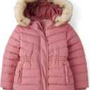 Gymboree Girls' And Toddler Puffer Jacket With Faux Fur Hood (8, Pink)