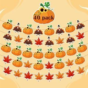 OHOME 40 Pack Thanksgiving Decorations -Thanksgiving Banner for Indoor Home Party Office Classroom School Fall Decor