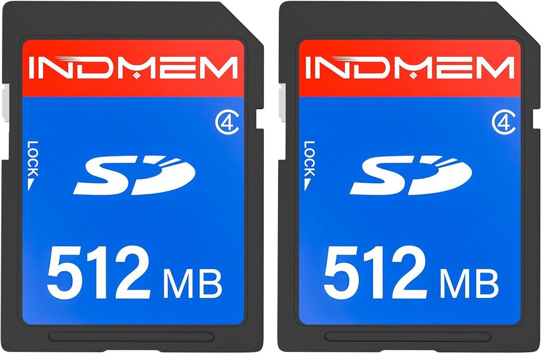 INDMEM SD Card 512MB (2 Pack), Class 4 Flash Memory Cards MLC Stanard Secure Digital Cards, 512MB(2pc)