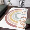 Reading Rug  Cozy Area Rug for Book Lovers, Kids, and Classrooms  Soft and Durable Carpet for Reading Nooks, Libraries, or Bedrooms  Book-Themed Floor Mat (Lets Read)