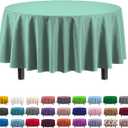 Exquisite 12-Pack Premium Plastic Tablecloth Pack of 12 Premium Plastic Tablecloth 84 Inch Round Table Cover - Light Mint