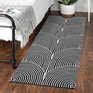 Tiffasea Washable Runner Rug 2'X5', Cotton Woven Kitchen Runner Entryway Rug Black and White Indoor/Outdoor Throw Carpet Modern Area Rug for Hallway Bedroom Laundry Room