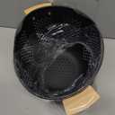 Colander for Kitchen, 6 QT Metal Colander with Wood Handle, Essentials Kitchen Gadgets Strainers and Colanders Food Strainer Basket for Draining Pasta Strainer, Vegetable & Fruit, Black