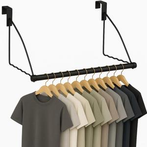 HOLDN STORAGE Over The Door Hanger - Door Rack Hangers for Clothes - Space Saving Designed for Bedroom & Bathroom - Ideal for Clothes & Towels - Drying Rack, Black