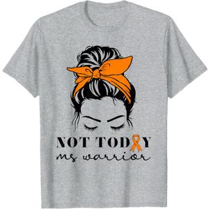 MS Warrior Messy Bun - Multiple Sclerosis Awareness Womens T-Shirt Medium