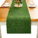 Artificial Grass Table Runner Rug Faux Grass Table Runner for Golf, Wedding Baby Shower Birthday Garden Home Decor No Shedding Turf for Indoor Outdoor Spring Decor(14 x 72 Inch)