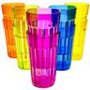 Honla 10 oz Small Drinking Glasses,BPA Free Cups,Unbreakable Plastic Tumblers,Set of 10 Highball Water Juice Cups for Kids/Adults in 5 Assorted Colors,Dishwasher Safe