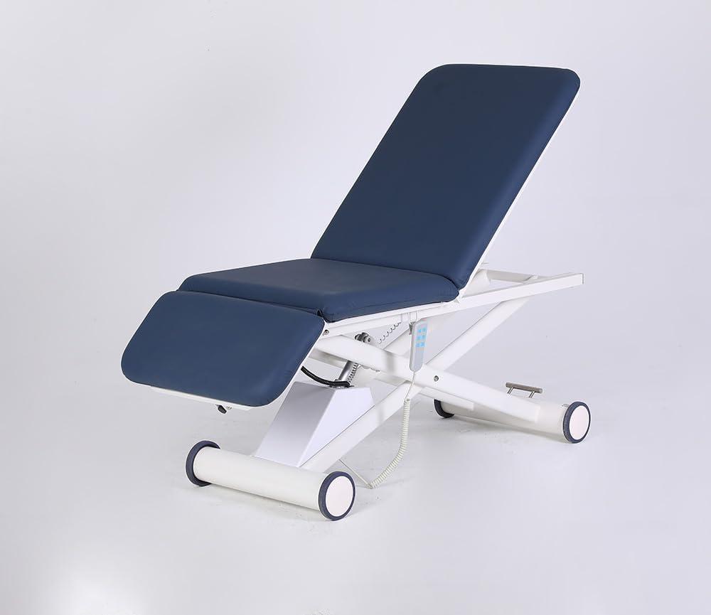 Power Physical Therapy Hi-Lo Treatment Table, Medical Exam Table with Wheels, Navy Blue