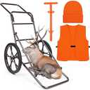 Floraltop 4 Pcs 500lbs Folding Deer Game Cart Beanie Hunting Hat Deer Field Dressing Tool Orange Hunting Safety Vest, Heavy Duty Steel Game Hauler Cart with Big Rubber Wheels for Hunter Equipment