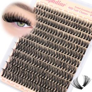 Calphdiar 40D Individual Lashes Natural Eyelash Clusters Wispy Lash Clusters 9-16mm Cluster Eyelash Extensions D-Curly Lashes Clusters 288pcs DIY Lash Extension for Beginners at Home