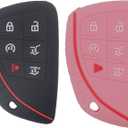 2 x LemSa 2Pcs Keyless Entry Remote Car Smart Key Fob Outer Shell Cover Protective Case for 2020 2021 2022 Chevrolet GMC Yukon Chevy Suburban Tahoe 13541567/13537964, Black Pink