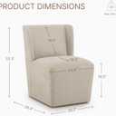 KISLOT Upholstered Dining Chairs Set of 4 with Casters, Wingback Modern Side Armless Deskchair with Rollers for Diningroom Bedroom Livingroom Reading Room, Sand Fabric