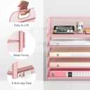 Lavatino Desk Paper Organizer with Handle, 2 Pack 5-Tier Pink Mesh Desk File Folder Holder Letter Tray Sorter Organizer for Office, Home or School