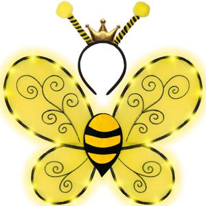 Funcredible Light up Bee Wings and Antenna Headband - Bumblebee Costume Outfit - Honey Bee Accessories for Kids and Adults