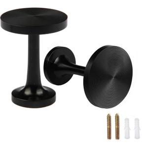BEL AVENIR 2 Pack Curtain Holdbacks Metal Round Medallion Drapery Tiebacks Wall Hooks Modern Simple Style Home Decor with 2pcs Screws (Black)