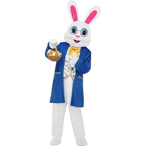 SOMSOC 7 Pieces Easter Bunny Costume Adult Bunny Suit White Rabbit Costume One Piece Suit Waistcoat Shoes Bowtie for Adults, XXL
