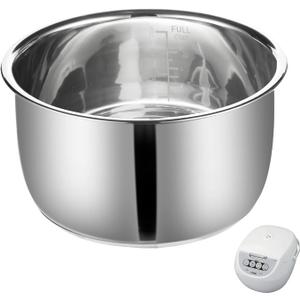 Replacement Rice Cooker 5.5 Cup Inner Pot Only Compatible with Tiger JBV-A10U Inner Pot, 304 Stainless Steel Inner Bowl, Durable Pots for Multi-Cookers, Easy to Clean and Dishwasher Safe