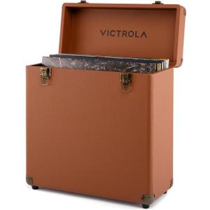 Victrola Collector II (2026 Model) Vinyl Record Storage Case Hold 30+ Vinyl Turntable Records, Heavy-Duty Hardware, Soft Interior Lining, Portable Box with Carry Handle (Brown)