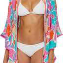 Trina Turk Women's Standard Amalfi Border Tunic, Casual, Beach Cover Ups, Multicolor