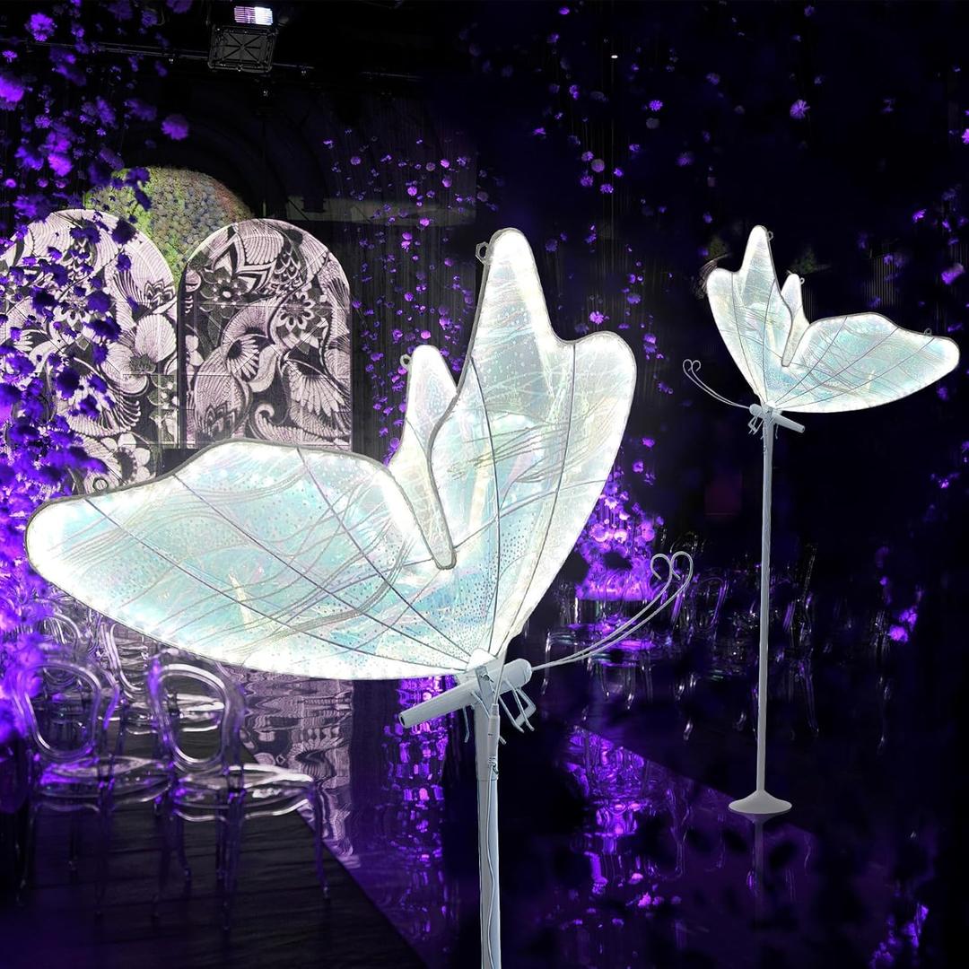Wedding Butterfly Floor Lamp-Creative Butterfly Ceiling Lights Decoration,Adjustable Height Romantic Wedding Decoration Lights (Colored White, 60 cm/23.6 inch & 1PCS)