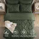 Bedsure Queen Comforter Set Olive Green - Bed in a Bag Queen Size Bedding 7 Pieces, GentleSoft™ Pintuck Bed Set Gift for Family, Pinch Pleat All Season Comforter with Sheets, Pillowcases & Shams