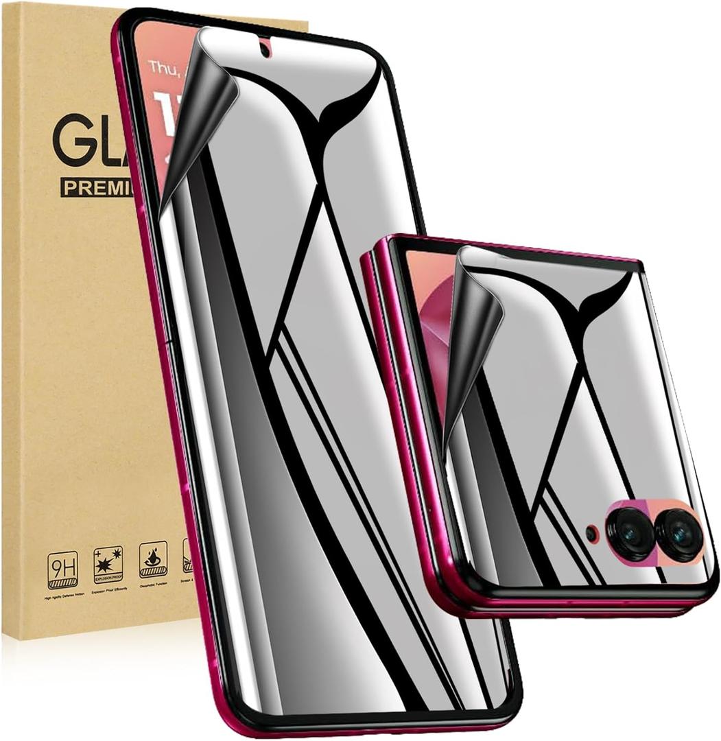 for Motorola Razr+ 2025 Privacy Screen Protector, 1 Inner Matte TPU Screen Protector + 1 Front Flexible TPU Film, Anti Glare, Case Friendly, Touch Sensitive, Bubble Free, Anti-Shatter