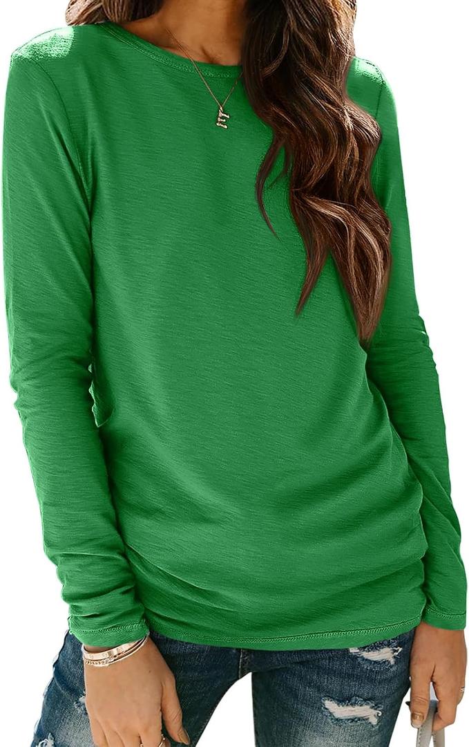ATHMILE Womens Long Sleeve Shirts Basic Tee Fall Trendy Teen Girl Teacher School Business Casual Workout 2026 Fashion, XXL