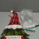 Christmas Wreath for Front Door, Lighted Gnome Christmas Door Wreath, Artificial Santa Xmas Hanging Sign for Door Window Wall Decorations Farmhouse Christmas Home Decor (Red)