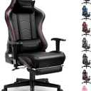 GTRACING Gaming Chair with Footrest Speakers Video Game Chair Bluetooth Music Heavy Duty Ergonomic Computer Office Desk Chair (Black)