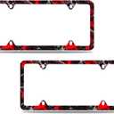 Set of 2 Blood Splattered Black License Plate Frame - Metal Black Car Frames with 4 Holes and Screws - Standart Cars USA Frame for Front or Rear - Black Plate Frame 6x12.25 inches