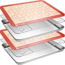 Stainless Steel Baking Sheet Tray Cooling Rack with Silicone Baking Mat Set, Cookie Pan with Cooling Rack, Set of 6 (2 Sheets + 1Racks + 2 Mats), Size 16 x 12 x 1 Inch, Easy Clean