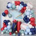 FunHot Baseball Balloon Arch Garland Kit, Navy Blue and Red Balloon Garland with White Balloons Baseball Foil Balloons Birthday Party for Men Boys Sports Baseball Graduation Party Decorations