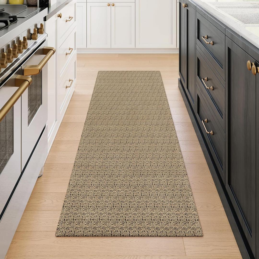 Collive Washable Kitchen Runner Rugs Non Slip, 2x6 Black/Natural Farmhouse Rug Runners for Hallway, Boho Hand-Woven Cotton Bedroom Carpet for Laundry Entryway Indoor