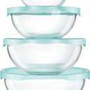 Luvan Borosilicate Clear Glass Mixing Bowls with Lids Set of 4 (0.53qt, 1.1qt, 2.1qt, 3.7qt), Space Saving Nesting Bowls Large Kitchen Salad Bowls for Meal Preping,Baking,Mixing,Dishwasher Safe (Transparent Green)