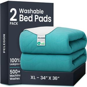 Bed Pads Washable Waterproof 34" x 36" (Pack of 2) - Incontinence Bed Pads for Adults and Kids - Heavy Absorbency Reusable Bed Pads - Chuck Pads - Waterproof Protective Pad for Bed