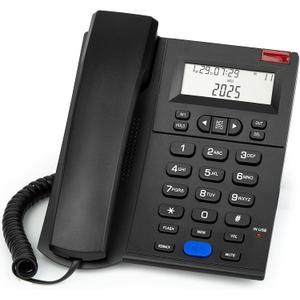 Sangyn Corded Landline Telephone with Caller ID, Loud Ringer Home Phone with Speaker, Redial & Speed Dial, Analog Desk Phone with Adjustable Ringer Volume for Home Office