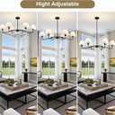 37" Black Dining Room Light Fixture, 6-Lights Modern Chandeliers with White Fabric Shade, Classic Farmhouse Ceiling Light Hallway Pendant Lighting for Kitchen Island Living Room Bedroom Entryway Foyer