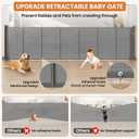120 Inch Retractable Baby Gates Extra Wide, 42 Inch Tall Retractable Gate, 10 FT Reinforced Retractable Dog Gate with Rods & Hooks to Prevent Crawling Through, for Stairs, Indoor/Outdoor, Gray